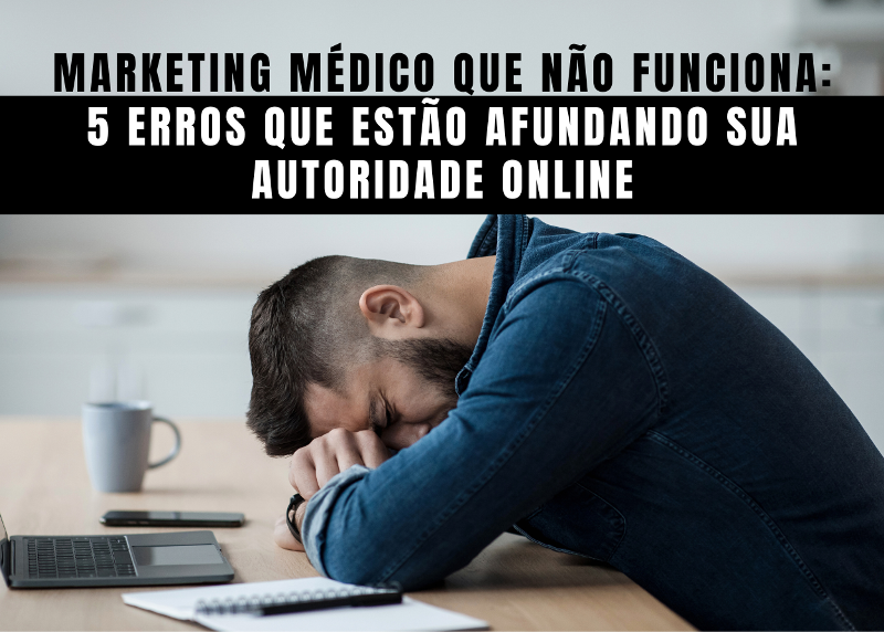 Ilustrar o sentimento de frustração vivido por médicos que investem em marketing digital sem estratégia, reforçando o tema do artigo sobre erros que comprometem a autoridade online.