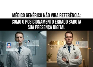 Médico genérico ao lado de médico com posicionamento definido, representando como a imagem digital impacta a autoridade no marketing médico.